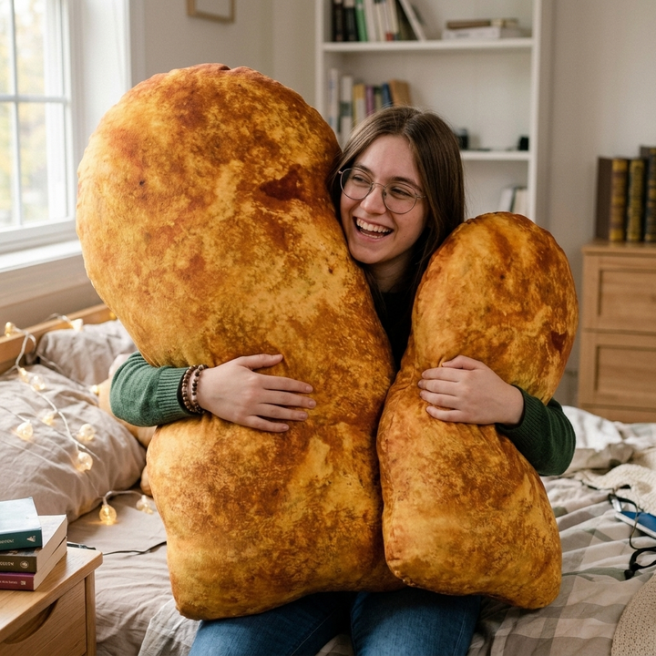 Nugget body pillow shown from the side highlighting thickness